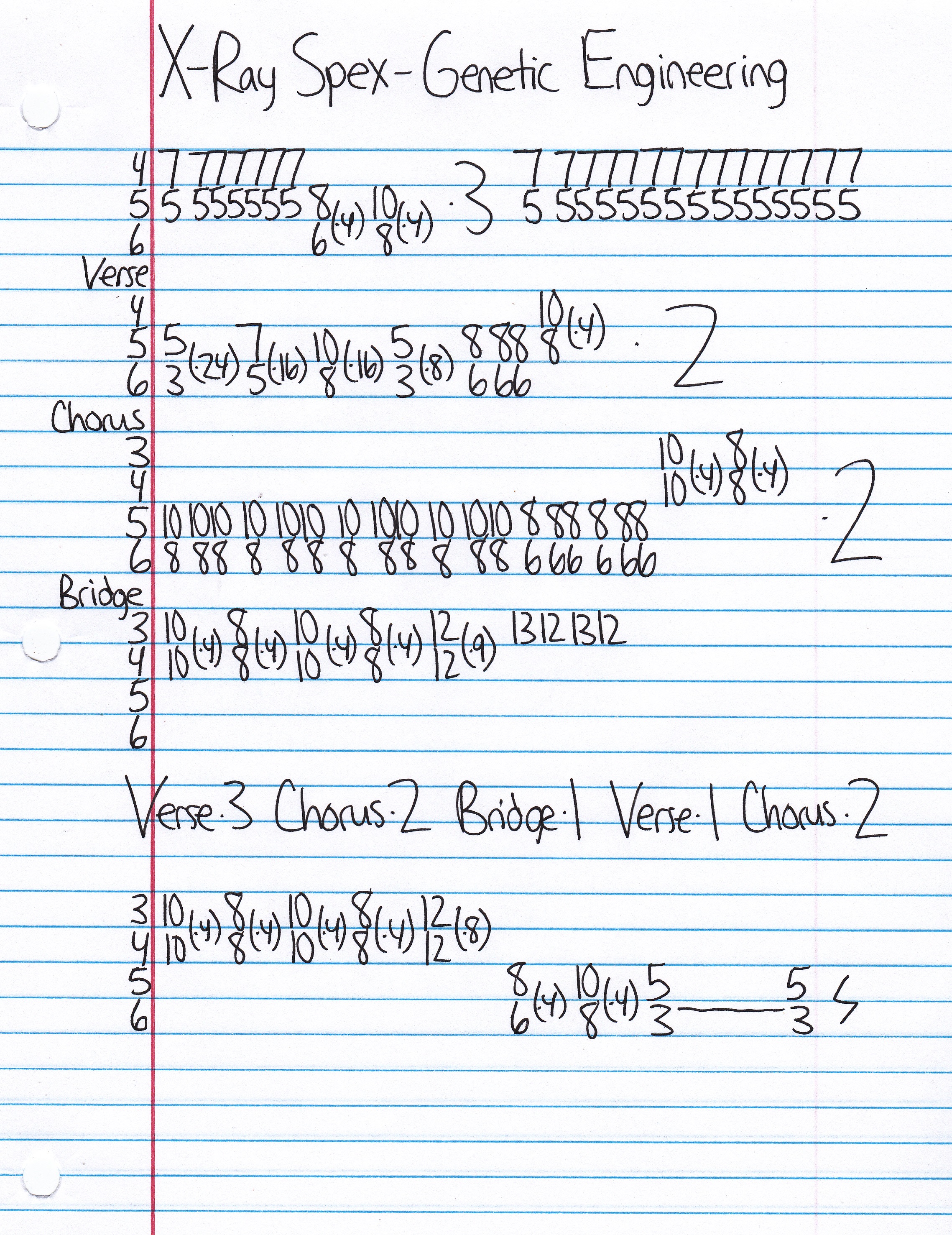 High quality guitar tab for Genetic Engineering by X-Ray Spex off of the album Germ Free Adolescents. ***Complete and accurate guitar tab!***